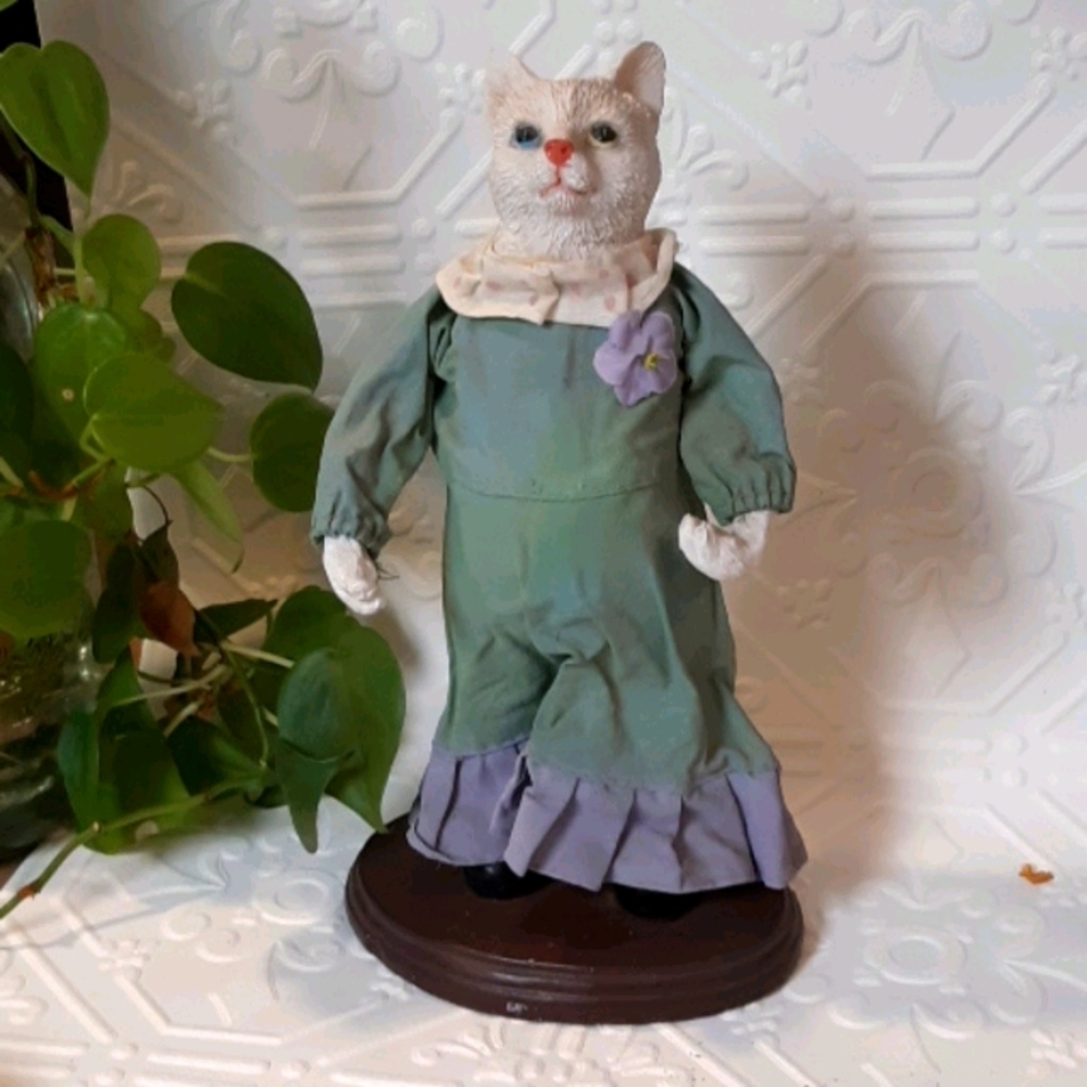 Ceramic Cat Statue Whimsical Storybook Animal photography design character tea